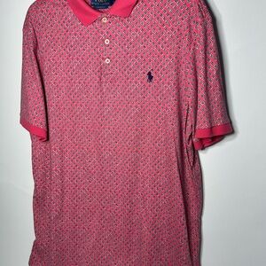 Ralph Lauren Men's Patterned Pink Polo Shirt